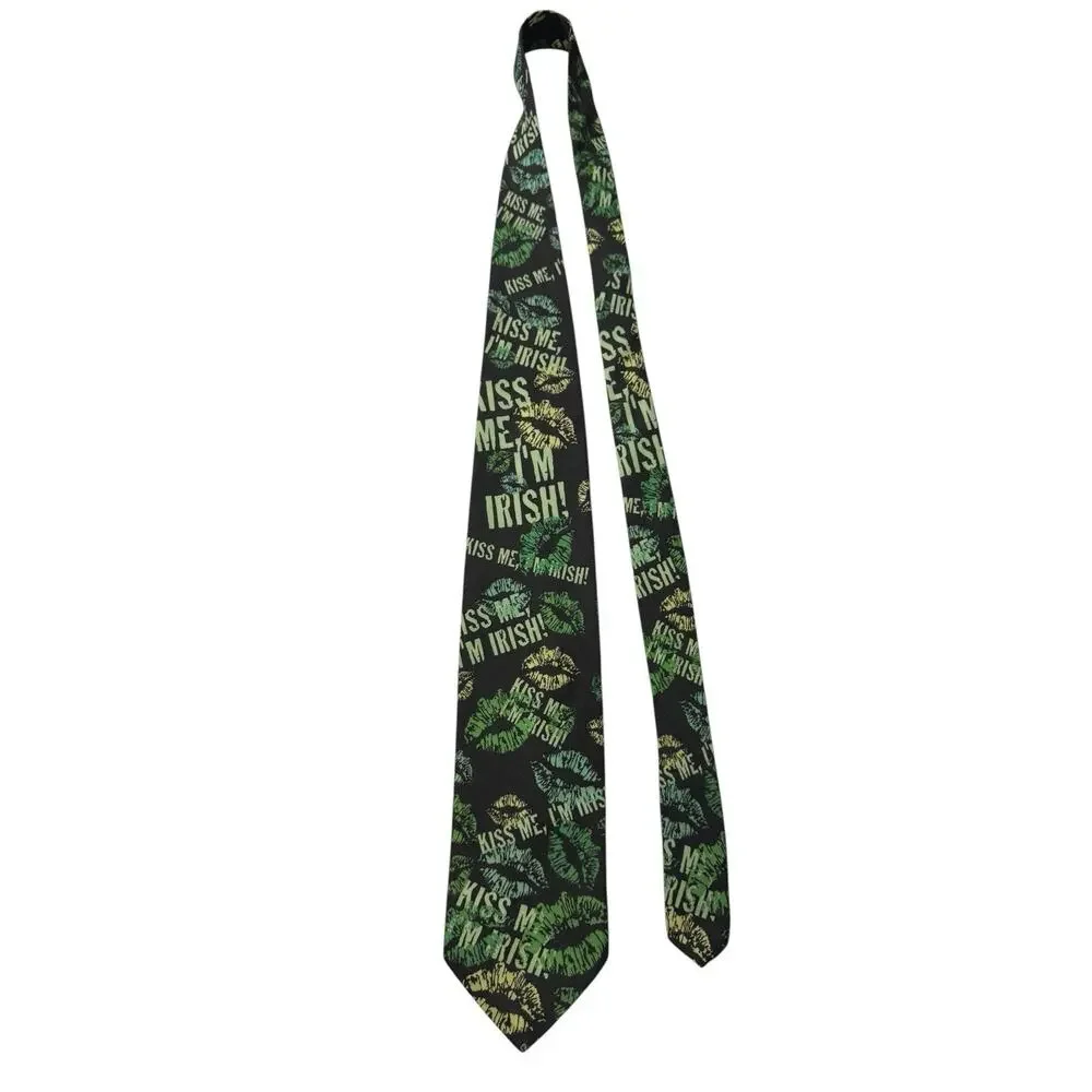Ralph Marlin Kiss Me I’m Irish Lipstick Kiss 1995 Vintage Necktie Polyester